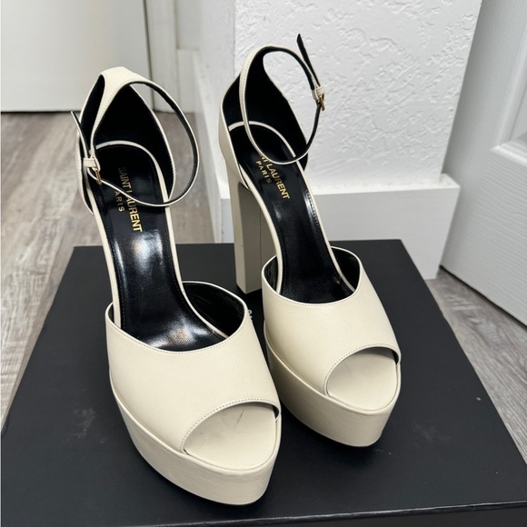 Saint Laurent Jodie Platform Sandals In Smooth Leather - Picture 7 of 15